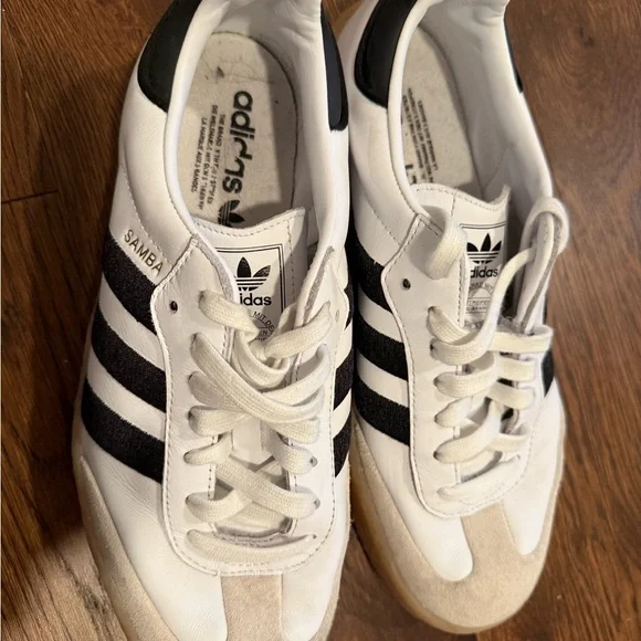 adidas Samba White and Black Athletic Shoes - Picture 3 of 5
